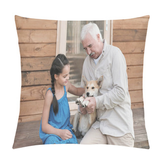 Personality  Family With Dog Outdoors Pillow Covers