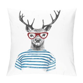 Personality  Hand Drawn Dressed Up Deer Pillow Covers