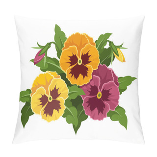 Personality  Pansy Flowers. Vector Illustration. Pillow Covers