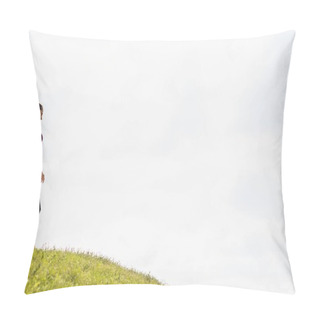 Personality  Fit Woman Standing On Grass Hill Pillow Covers