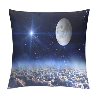 Personality  Moon Planet With Blue Star Cross Pillow Covers