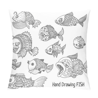 Personality  Richly Decorated Fish Hand Drawing Pillow Covers