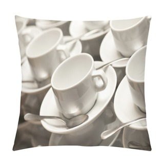 Personality  Stacked Empty Teacups With Teaspoons  Pillow Covers