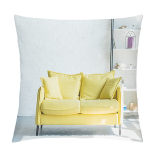 Personality  Cozy Yellow Sofa With Cushions In Living Room Interior Pillow Covers