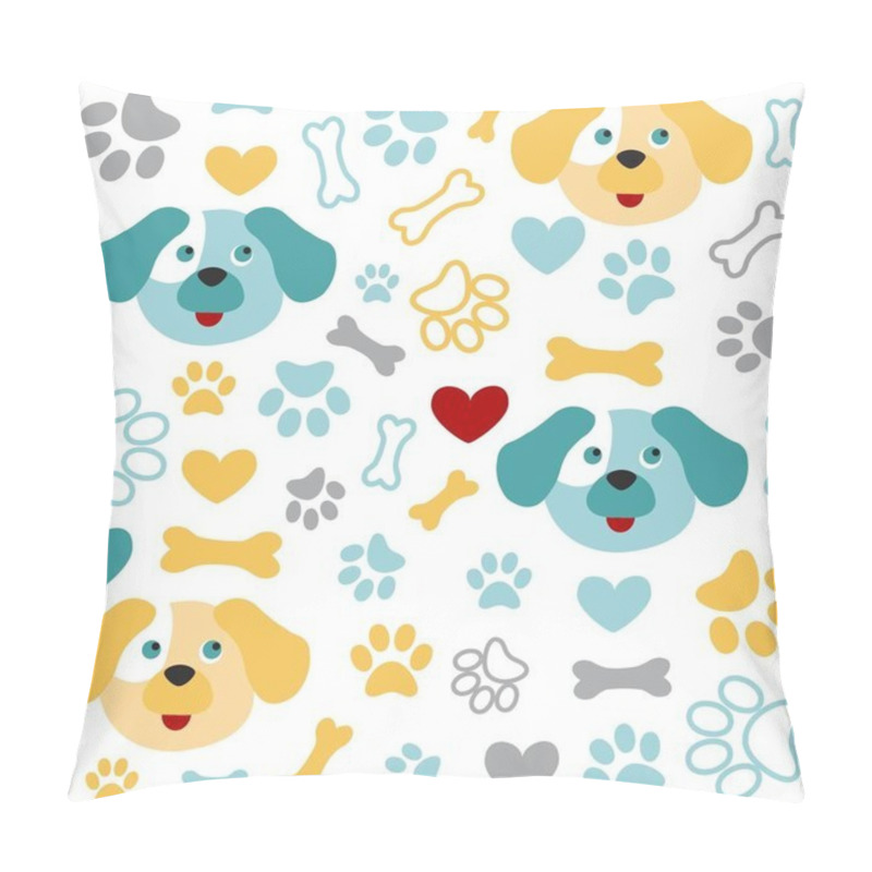 Personality  Background with dog paw print and bone pillow covers