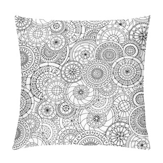 Personality  Seamless Floral Pattern With Doodles And Cucumbers Black And White Version. Pillow Covers