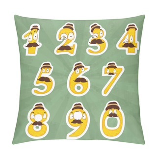 Personality  Funny Digits  Banner Vector Illustration   Pillow Covers