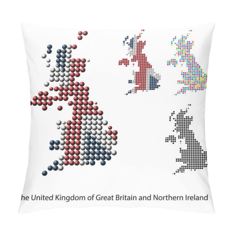 Personality  UK, Great Britain Map vector color dotted design pillow covers