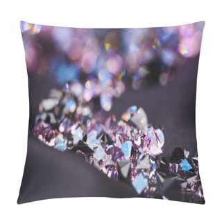 Personality  Diamond (small Purple Jewel) Stones Heap Over Black Silk Cloth B Pillow Covers