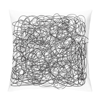 Personality  Chaos. Abstract Tangled Texture. Random Chaotic Lines. Hand Drawn Dinamic Scrawls. Black And White Illustration. Background With Stripes. Universal Pattern. Art Creation Pillow Covers