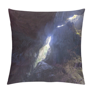 Personality  Scenic View Of Light In The Cave Pillow Covers