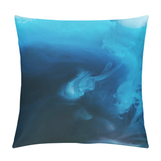 Personality  Full Frame Image Of Mixing Of Blue, Black And White Paints Splashes  In Water Pillow Covers