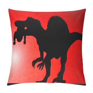 Personality  Red Spot Light Projection Shadow Of A Spinosaurus With A Dead Body In Its Mouth No Logo Or Trademark Pillow Covers