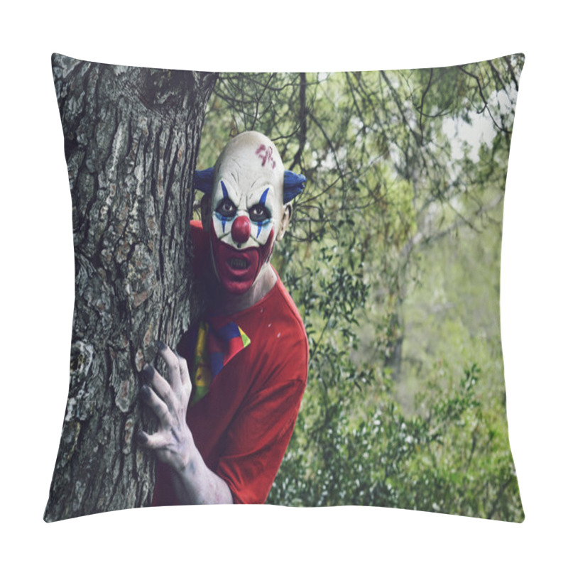 Personality  Scary Evil Clown In The Woods Pillow Covers