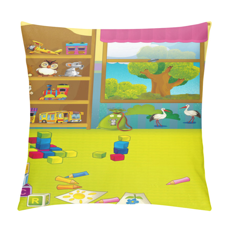 Personality  Cartoon scene with wardrobe full of toys  pillow covers