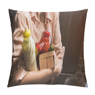 Personality  Young Woman Holding Food Pillow Covers