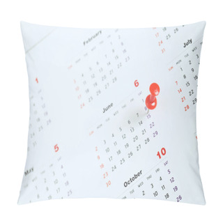 Personality  Mark The Event Day With A Pin. Thumbtack In Calendar Concept For Busy Timeline Organize Schedule,appointment And Meeting Reminder. Planning For Business Meeting Or Travel Holiday Planning Concept. Pillow Covers