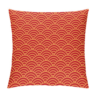 Personality  Chinese Traditional Oriental Background With Red And Gold Ornament. Asian Red And Golden Pattern. Vector Illustration. Pillow Covers