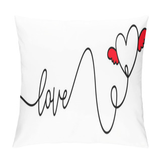 Personality  LOVE. Continuous Line Script Cursive Text Love. Typography Design Inspiration. Love Lettering Style Qotes Pillow Covers