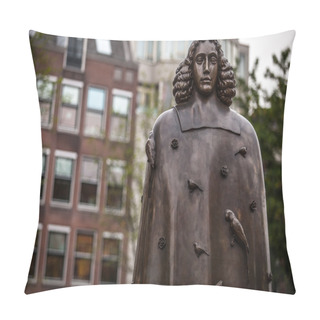 Personality  City Sculpture From Bronze Of Spinoza Pillow Covers