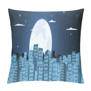 Personality  Cartoon Buildings Background In The Moonlight Pillow Covers