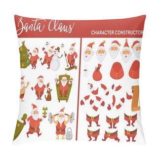 Personality  Santa Claus Winter Character Set, Vector  Pillow Covers