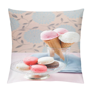 Personality  Ice Cream And Macaroons Pillow Covers