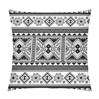 Personality  Ukrainian Easter Eggs - Hutsul Pisanky Vector Seamless Pattern, Black And White Slavic Folk Art With Triangles, Waves And Geometric Shapes Pillow Covers