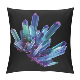 Personality  Blue Purple Crystals, Geological Shapes, 3d Object Isolated On B Pillow Covers