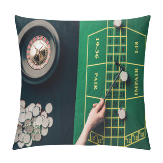 Personality  Woman Moving Chips On Casino Table With Roulette Pillow Covers