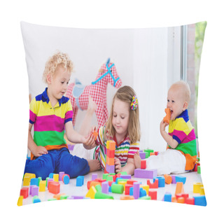 Personality  Kids Playing With Colorful Toy Blocks Pillow Covers