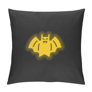 Personality  Bat Yellow Glowing Neon Icon Pillow Covers