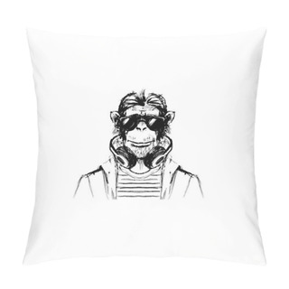 Personality  Avatar Vector Hipster Monkey Illustration Pillow Covers