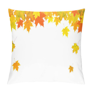 Personality  Autumn Maple Leaf Background. Bright Yellow Orange Green Red Leaves Isolated On A White Horizontal Background. Colorful Foliage. Space For Text. Pillow Covers