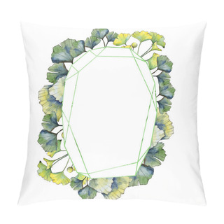 Personality Green Leaf Ginkgo. Leaf Plant Botanical Garden Floral Foliage. Frame Border Ornament Square. Pillow Covers