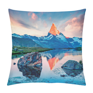 Personality  Great Summer Scene Of The Stellisee Lake. Splendid Evening View Of Matterhorn (Monte Cervino, Mont Cervin) In Swiss Alps, Switzerland, Europe. Beauty Of Nature Concept Background. Pillow Covers