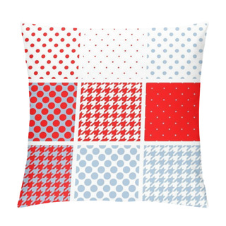Personality  Blue, White And Red Tile Vector Background Set. Pillow Covers