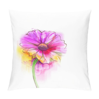 Personality  Abstract Watercolor Painting Red Gerbera, Daisy Flower Pillow Covers