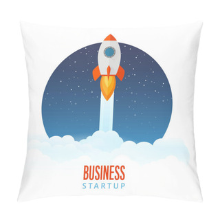 Personality  Rocket Launch Icon - Can Be Used To Illustrate Cosmic Topics Or A Business Startup, Launching Of A New Company Pillow Covers