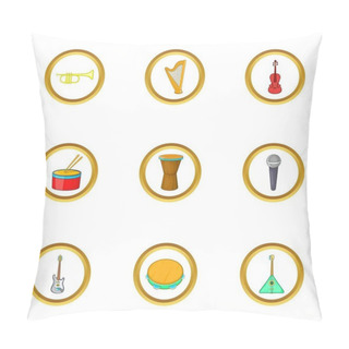 Personality  Orchestra Icons Set, Cartoon Style Pillow Covers