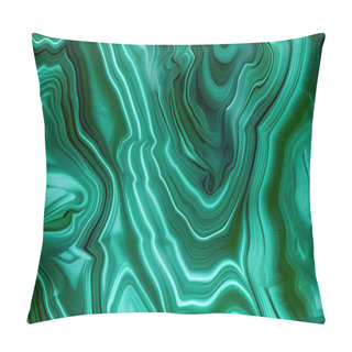 Personality  Malachite Green Turquoise Mineral Gemstone Texture, Amazing Polished Slab Of Malachite Mineral Gemstone, Luxury Abstract Fantasy Pattern Background, Created With Generative AI, Copy Space Pillow Covers