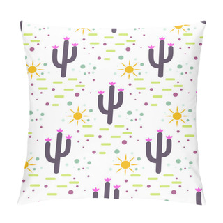 Personality  Purple And White Cactus Desert Seamless Pattern. Pillow Covers