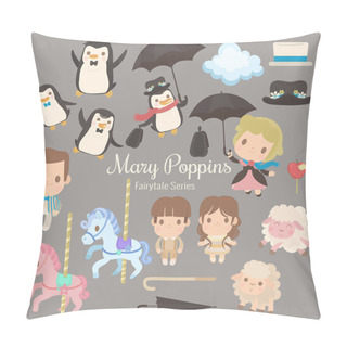 Personality  Cute Characters Illustrations From The Story Mary Poppins Pillow Covers