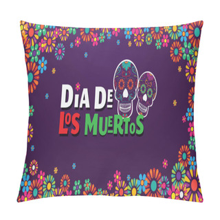 Personality  Dia De Los Muertos Banner Skull Decorated With Colorful Flowers, Mexican Event, Fiesta, Party Poster, Holiday Greeting Card Pillow Covers