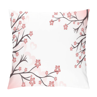 Personality  Abstract Background With Pink Flowering Branches And Hearts Pillow Covers