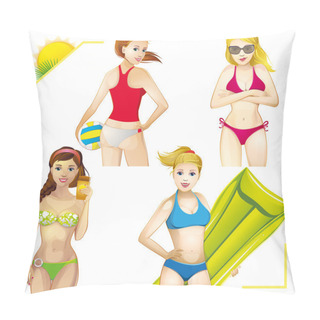 Personality  Set Of Girls In Bikinis Pillow Covers