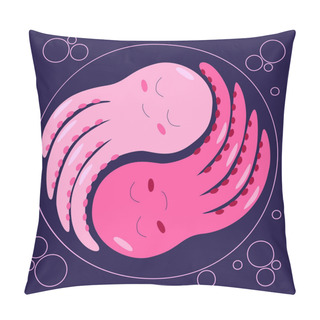 Personality  Octopus Cartoon Cute Yin Yang. Kawai Animals Pillow Covers