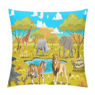Personality  African Landscape With Animals.  Pillow Covers