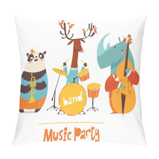 Personality  Music Party , Wild Animals Cartoon  Pillow Covers