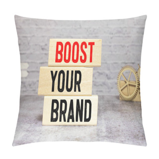 Personality  Boost Your Brand - Isolated Text In Vintage Letterpress Wood Type, Stained By Color Inks, With A Cup Of Coffee Pillow Covers